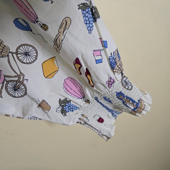 Talbots Paris Icons Ruffle Trim Popover Blouse Sustainable Cotton Size Lp - Picture 4 of 8